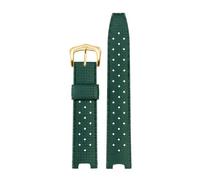 NFJNFCF Correa de silicona de goma compatible con Car-tier Pasha W3108/HPI004 pulsera de reloj transpirable con muescas for hombre y mujer 18 * 10mm 20 * 12mm 22 * 15mm(Green-gold,20mm-10mm)