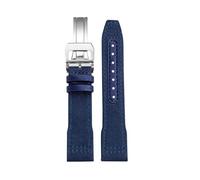NFJNFCF Pulsera azul verdosa compatible con correa de reloj IWC de nailon y cuero genuino for Big Pilot Little Prince Mark 18, correa de reloj de 20, 21 y 22 mm.(Blue silver,20mm)