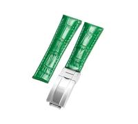 NFJNFCF Pulsera compatible con Rolex SUBMARINER Yacht-Master DAYTONA GMT Correa de cuero for hombre Accesorios de reloj de 20 mm(Green-silver)