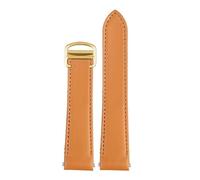 NFJNFCF Pulsera de 19 mm y 21 mm compatible con correas de reloj Cartier Santos de piel de vaca WSSA0010 y WHSA0021/23 de liberación rápida for hombre y mujer.(B-khaki-gold,21mm)