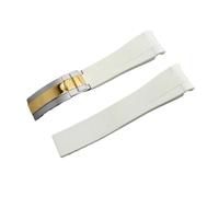 NFJNFCF Reloj de goma de 20 mm y 21 mm compatible con Rolex Black Green Blue Water Ghost Ditongna GMT RUBBER B Cadena de reloj de silicona resistente al agua(White Silver gold,21mm)