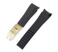 NFJNFCF Reloj de goma de 20 mm y 21 mm compatible con Rolex Black Green Blue Water Ghost Ditongna GMT RUBBER B Cadena de reloj de silicona resistente al agua(Black Gold,21mm)