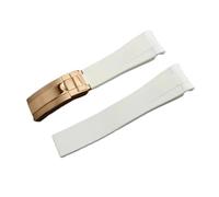 NFJNFCF Reloj de goma de 20 mm y 21 mm compatible con Rolex Black Green Blue Water Ghost Ditongna GMT RUBBER B Cadena de reloj de silicona resistente al agua(White rose gold,20mm)