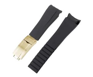 NFJNFCF Reloj de goma de 20 mm y 21 mm compatible con Rolex Black Green Blue Water Ghost Ditongna GMT RUBBER B Cadena de reloj de silicona resistente al agua(Black Gold,20mm)