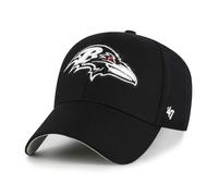 '47 NFL Baltimore Ravens MVP Gorra de béisbol unisex, cierre de velcro ajustable, talla única, logotipo del equipo, color negro, Negro , Talla única