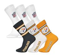 NFL Calcetines unisex, paquete de 6 unidades, 6 unidades, calcetines de fútbol, logotipo, mezcla de algodón, Pittsburgh Steelers Blanco, 43-46
