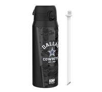 ion8 NFL Dallas Cowboys Botella Térmica Con Pajita Extraíble, 750ml/24oz, Aislada, A Prueba De Fugas, Fácil De Abrir, Cierre Seguro, Apta Para Lavavajillas, Tapa Abatible, Ideal Para Deportes