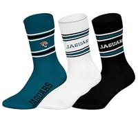NFL JACKSONVILLE JAGUARS 3pk Crew Socks - TEL/WHT/BLK - 39/42