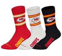 NFL KANSAS CITY CHIEFS 3pk Crew Socks - RED/WHT/BLK - 43/46