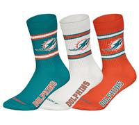 NFL Miami Dolphins 3pk Crew Socks Calcetines, Teal-White-Oranje, 43-46 (Pack de 3) Unisex Adulto