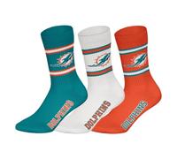 NFL Miami Dolphins 3pk Crew Socks Calcetines Unisex adulto (Pack de 3)