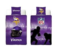 NFL Minnesota Vikings - Juego de cama (135 x 200 cm y 80 x 80 cm, 100% algodón, con cremallera, tamaño alemán)