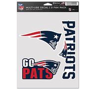 NFL New England Patriots - Calcomanía multiusos para abanicos (3 unidades), colores del equipo, talla única