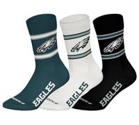 NFL Philadelphia Eagles 3pk Crew Socks Calcetines, Verde, Blanco y Negro, 39-42 (Pack de 3) Unisex Adulto