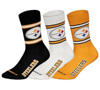 NFL Pittsburgh Steelers 3pk Crew Socks Calcetines, Negro/Blanco/Amarillo, 39-42 Unisex