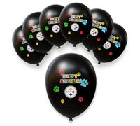 NFL Pittsburgh Steelers - Globos para fiesta de cumpleaños de mascotas, juego de 6 globos con licencia del equipo de fútbol americano de la NFL, para perros y gatos, decoración de fiesta de cumpleaños