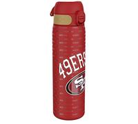 NFL San Francisco 49ers Botella De Agua De Acero Ligera, 600 ml/20 oz, Sin Aislamiento, A Prueba De Fugas, Fácil De Abrir, Cierre Seguro, Apta Para Lavavajillas, Tapa Abatible, Cabe En Portavasos