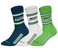 NFL Seattle Seahawks 3pk Crew Socks Calcetines, Azul Marino y Blanco y Verde, 43-46 (Pack de 3) Unisex Adulto