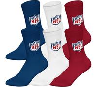 NFL Shield 6pk Crew Socks - Calcetines (talla 35/38), color azul, blanco y rojo
