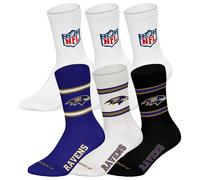 NFL Unisex Calcetines, 6er Paquete - Equipos, 6Pack Crew Fútbol, Logo, Ba