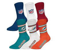 NFL Unisex Calcetines, 6er Paquete - Equipos, 6Pack Crew Fútbol, Logo, Ba