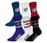 NFL Unisex Calcetines, 6er Paquete - Equipos, 6Pack Crew Fútbol, Logo, Ba