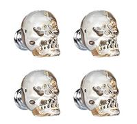 NFLOBD 4 piezas Tirador de cristal transparente de calavera, Pomo de puerta de cajón de cocina, tirador de armario, para muebles de dormitorio, mesita de noche, tocador (amarillo)