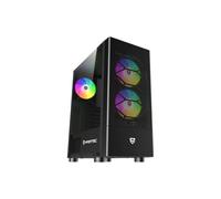 Nfortec Caelum Caja PC Gaming ATX con Frontal mallado, 3 Ventiladores RGB, Cristal Templado, filtros Antipolvo, USB-C - Color Negro