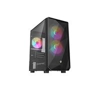 Nfortec Dys ARGB Torre MicroATX con Cristal Templado 3 Ventiladores USB 3.0 ARGB Negra