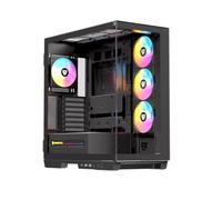 Nfortec URSA - Torre PC Gaming Mid Tower - EATX/ATX/MicroATX/ITX, 4 Ventiladores PWM ARGB, Vidrio Templado Deslizante, USB-C, Refrigeración Líquida 420mm, Negra