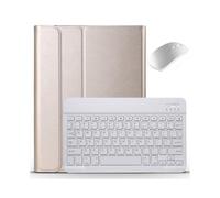 NFQZAWSKX Accesorios Funda extraíble para teclado mágico, soporte de cuero PU para PC, compatible con Samsung Galaxy Tab S7 Plus de 12.4" (SM-T970/T976B) (Gold+white Retroiluminado Keyboard)