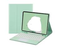 NFQZAWSKX Cubierta Protectora de Cuero for Teclado con Tapa Redonda, Adecuada for Samsung Galaxy Tab A9 Plus de 11 Pulgadas(Green+Keyboard)