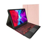 NFQZAWSKX Funda Protectora con Textura de Tela con Ranura for bolígrafo y Teclado QWERTY Adecuada for iPad Air de 13 Pulgadas 2024-2025 Universal(Pink+Touch Backlit Keyboard)