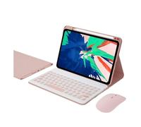 NFQZAWSKX Funda Protectora for Teclado con Tapa de tecla Cuadrada/Redonda con Ranura for bolígrafo Adecuada for Xiaomi Pad 5/5 Pro-12,4 Pulgadas(Pink+Round Cap Backlit Keyboard)