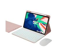 NFQZAWSKX Funda Protectora for Teclado con Tapa de tecla Cuadrada/Redonda con Ranura for bolígrafo Adecuada for Xiaomi Pad 5/5 Pro-12,4 Pulgadas(Pink+Round Cap White Backlit KB)