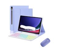 NFQZAWSKX Funda Protectora for Teclado extraíble con retroiluminación RGB, Adecuada for Samsung Galaxy Tab S9 de 11 Pulgadas X710/X716B/X718U(Light Purple+Keyboard+Mouse)
