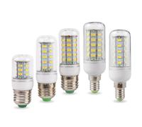 NFQZAWSKX HongHeFu, Paquete de 10 bombillas LED tipo maíz, CA 220 V, E27/E14, 24/36/48/56/69/72 LED, SMD5730, lámpara de araña LED, luz tipo vela(E14 Warm White,56LED)