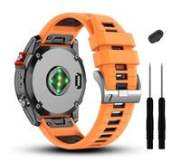 NFRFK 22 mm para Garmin Fenix 7/7 Pro/6/6 Pro/5/5 Plus Correa de reloj, correas de silicona suaves Quickfit para Forerunner 965 955/Approach S70 47 mm/Instinct 2/quatix 7 Smartwatch(Orange/Black)