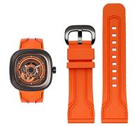 NFRFK Correa de reloj de goma para hombre, resistente al agua, a prueba de sudor, cadena de reloj diésel, 28 mm, accesorios de reloj negro y naranja