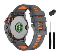 NFRFK Correa de reloj Quickfit Fenix 7X 6X Pro 5X Plus de 26 mm, correa de silicona suave para Garmin Enduro 2/Descent MK2i/MK3i 51 mm/Tactix 7Pro/Epix Pro 51 mm(Dark Grey Orange)
