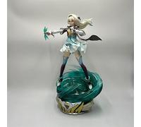 NFsgVCGJ Figura de acción de anime, modelo de estatua femenina rubia de ojos violetas, uniforme intrincado blanco y azul, remolinos verdes brillantes en la base, escala 1/6, altura 33 cm, peso 2000g-Z