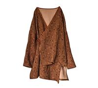 NFYM Cárdigan kimono de primavera para mujer, estilo retro Hanfu con lazo, Amarillo, Talla única