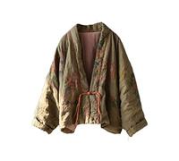 NFYM Chaqueta acolchada corta para mujer con cuello en V y cuello de chal con hombros caídos vintage Outwear, forro polar verde con licencia oficial de star wars silent one crew., Talla Única