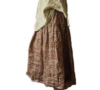 NFYM Falda larga larga con forro de algodón y cintura elástica con estampado floral bohemio para mujer, Marrón (Coffee Floral), Talla Única