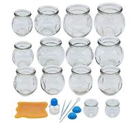 NFZUNW Juego de terapia de ventosas, 14 tazas de vidrio de acupuntura china gruesa para profesionales, para masajear la espalda y aliviar la fatiga