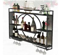 NGAMITSX Barras de Pared, Soporte para Copas, Estante para Vino, Estante para Nevera, Soporte metálico para Colgar en el Techo, Listo para ensamblar (tamaño: 140 x 15 x 80 cm, Color: Negro)