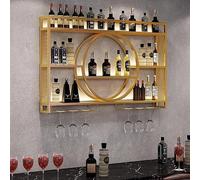 NGAMITSX Estante de Pared de Metal Moderno para Botellas de Vino con Soporte para Copas, Estante Colgante para Copas de Vino, estantes flotantes para Barra, Estante de exhibición para Almacenamiento