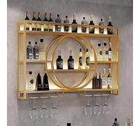 NGAMITSX Estante de Pared Moderno con Estante para Copas, Barra Redonda Industrial Colgante, Expositor de vinos para Bar, Sala de Estar, Restaurante (tamaño: 120 x 15 x 80 cm, Color: Dorado)