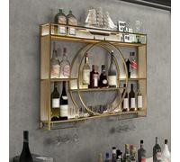 NGAMITSX Estantería Flotante de Pared Dorada de Estilo Industrial, de 3 Niveles, para Vino, Ideal para el hogar, Restaurante, Bar o Cocina (tamaño: 99,4 x 15,9 x 80 cm, Color: Dorado)
