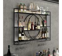 NGAMITSX Estantería Flotante de Pared Dorada de Estilo Industrial, de 3 Niveles, para Vino, Ideal para el hogar, Restaurante, Bar o Cocina (tamaño: 100 x 15 x 80 cm, Color: Negro)